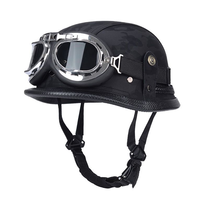 Pedal German Helmet Cruise Vintage Half Helmet Harley Men Motorcycle Helmet Locomotive Scaler Helmet Soldier Helmet Leather Helmet