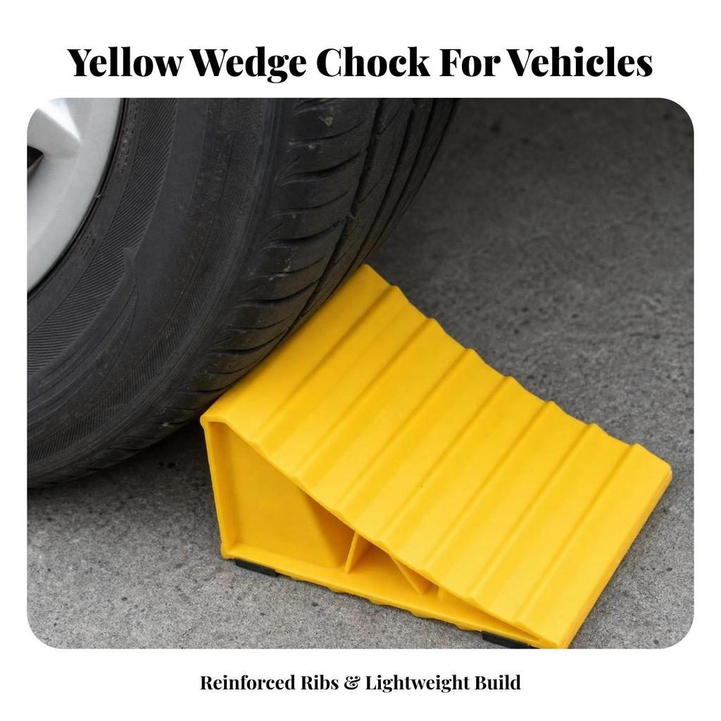 Plastic Wheel Chock Ribbed with Raised Ribs Sturdy for Drivers