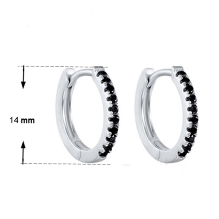 Black Awn New Classic Silver Color Round Trendy Spinel Engagement Hoop Earrings for Women Jewelry I181