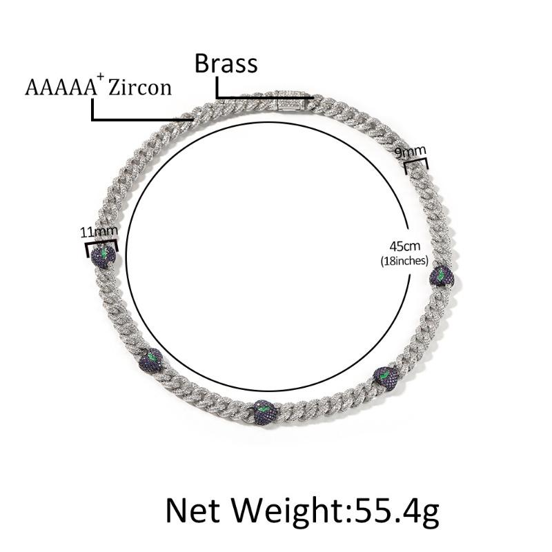 Meier Broken heart 9mm cuban chain - trendy copper necklace with full cubic zirconia setting