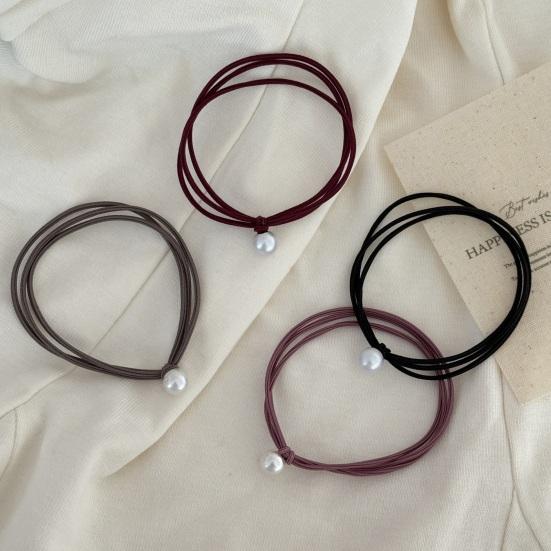 10PCS Hair Rope with Pearl Decoration High Elastic Strong Toughness Rubber Bands No Slip Versatile Headband for Commuting