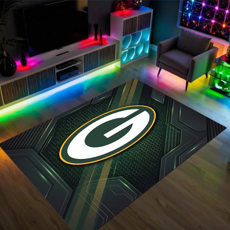 Tappeto in Velluto Cristallo Design Green Bay Packers Accogliente Non?Tappeto Stampato Antiscivolo per Camera da Letto Soggiorno Ingresso