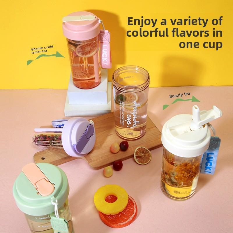 Summer Flower Tea Cup With Straw And Large Capacity For Office And Home Use