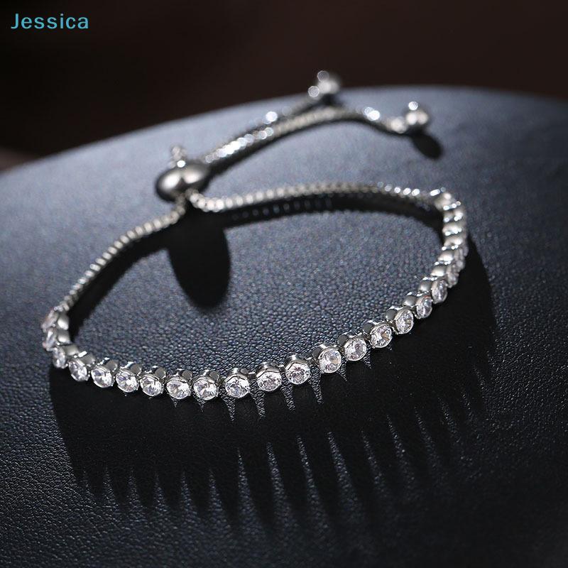 Bracciale Tennis Scintillante in Cristallo – Braccialetto con Catena Regolabile a Scorrimento per Feste e Uso Quotidiano