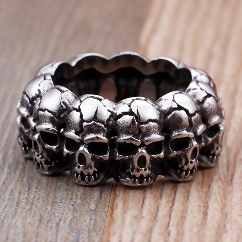New Retro Jewelry, Domineering Punk Jewelry, Multiple Skull Men's Rings