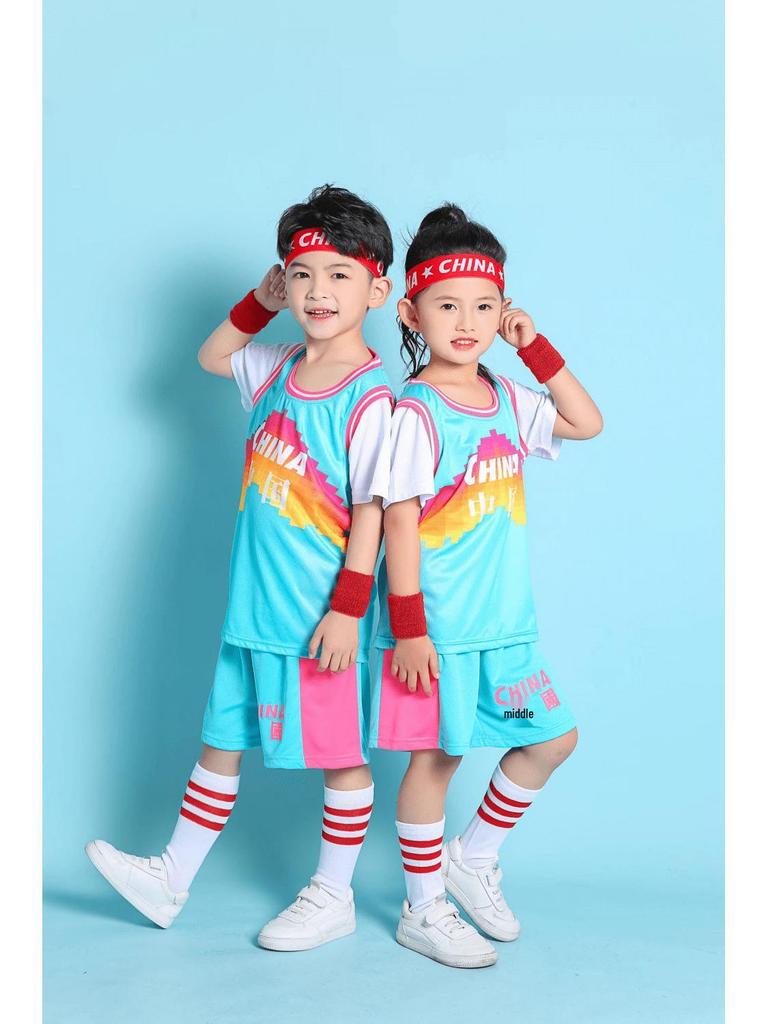 Two-in-One Children’s Basketball Jersey and Shorts Set for Kindergarten and School Training