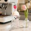 Removable Straw Heads Cute Bear Glass Cup with & Lid, 500/591ml Plastic/Glass Water Bottle for Cold/Hot Drinks, Pattern Coffee Mug Adults, Home Office