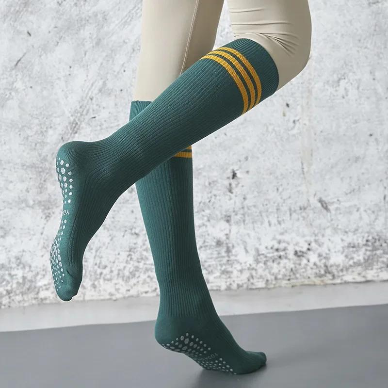 

New Silicone Non-slip Pilates Yoga Socks Casual Fashion Striped Sports Socks Women Soft Cotton Breathable Knee Socks Stockings EUR 35-40