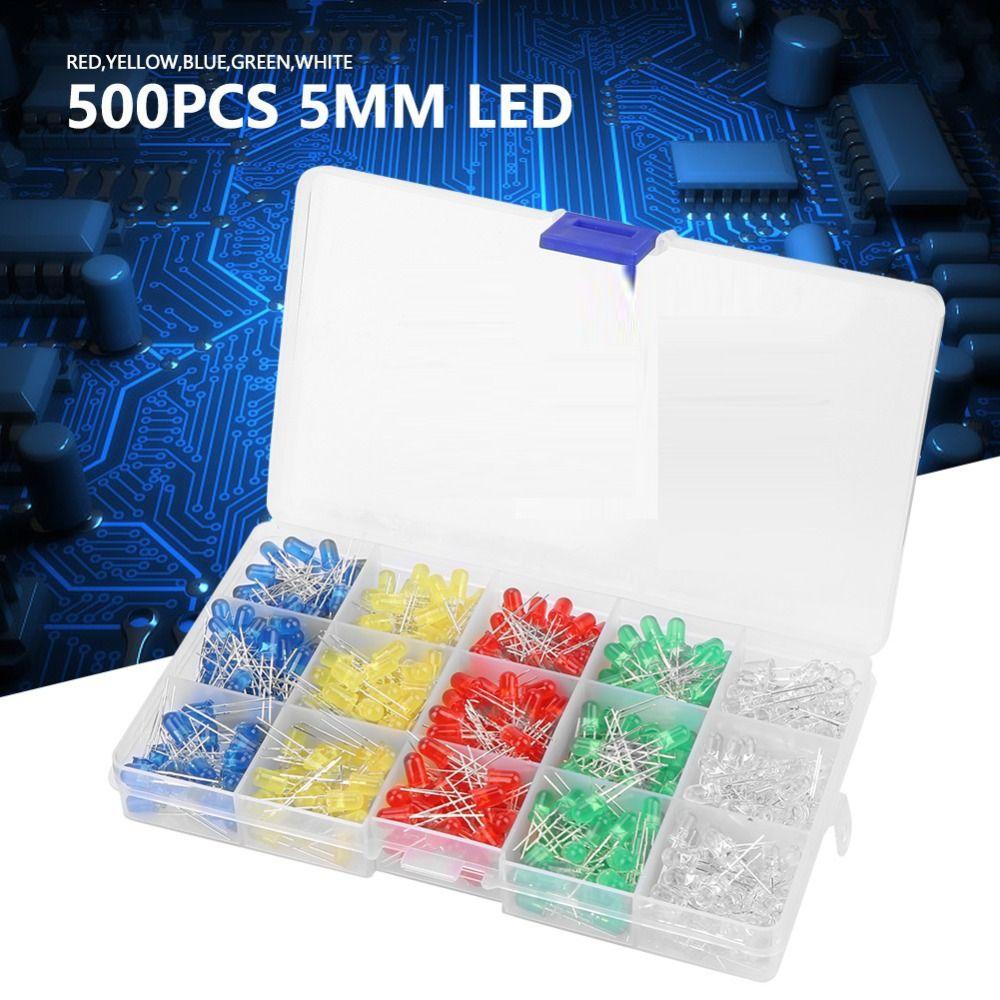 500PCS 5mm LED Light Diodes Storage Box Light Emitting Diodes LEDs Assorted Colors  Repair Equipment