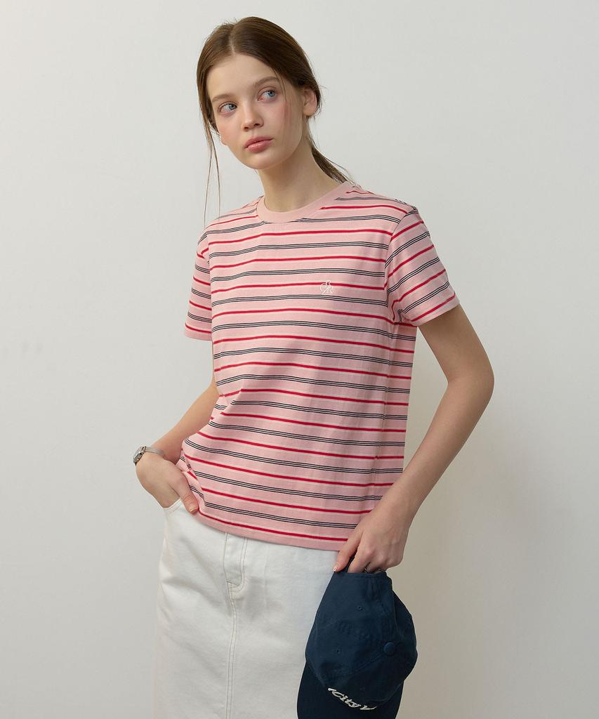 CITYBREEZE Multi-Stripe Short Sleeve T-Shirt_Pink