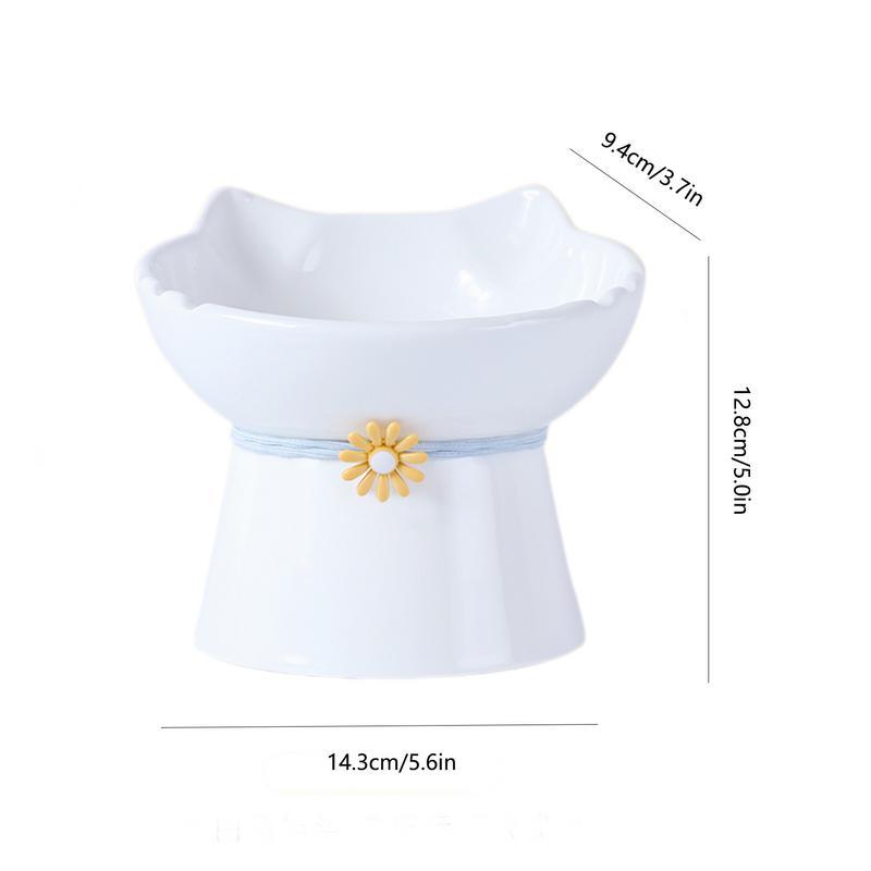 Elevated Cat Bowls Ceramic Cat Raised Food Bowl Tilted Cat Feeding Bowls Anti Vomit Cat Food Dish Whisker Friendly Pet Feeder