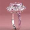 Big Oval Pink Zircon Cute Egg Shape Stone Rings For Women CopperColor Promise Engagement Wedding Bands Bridal Jewelry Girl Gift