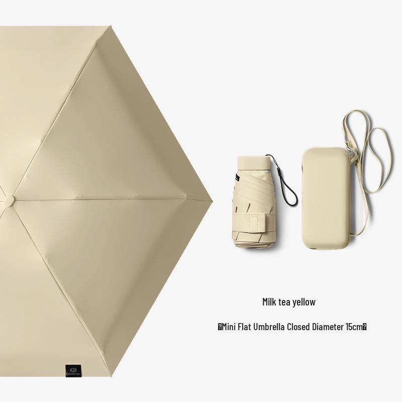 Women's Six-Fold Mini Sunshade UV Protection Umbrella - Customizable Card Holder, Rain or Shine Umbrella