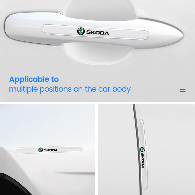 4/8Pcs Car Door Handle Sticker Protective Film Decals Accessories For Skoda Octavia MK2 MK3 2 3 A7 Fabia Karoq Kodiaq Rapid afx388