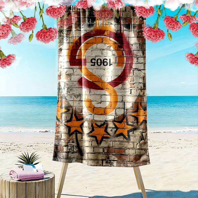 Galatasaray SK Logo Print Beach Towel, Large Soft Quick Dry Towel for Beach Camping Swimming