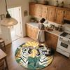Leaf Tiger,Round Area Rug,Carpet Rug for Living Room Bedroom Sofa Playroom Decor,Non-slip Floor Mat