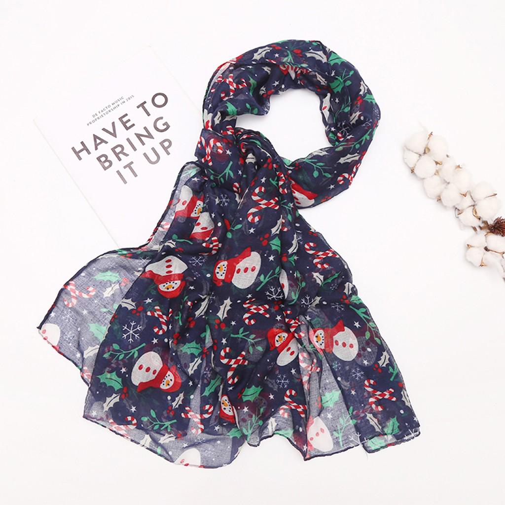 Winter Women Scarf Christmas Pattern Lightweight Soft Fabric Long Shawl Wrap Scarf for Holiday Season Casual Daily Wear
