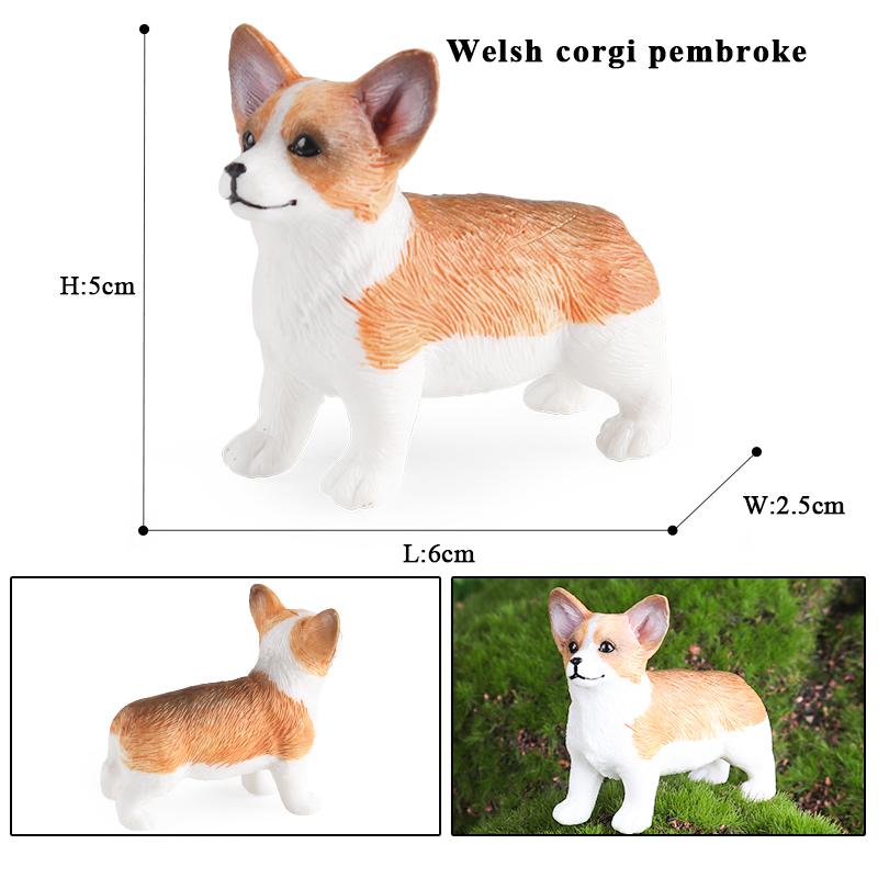 Oenux Dog Animals Model Bulldog Corgi Shiba Inu Husky Pug Schnauzer Chihuahua Puppy Figurines PVC Cute Collection Toy Kid Gift