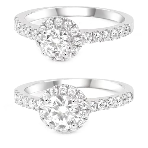 

[Takeda Jewelry] Princess Eternity Ring, a beautiful halo ring with a sparkling moissanite. Platinum-plated sterling silver half eternity ring. Hypoal