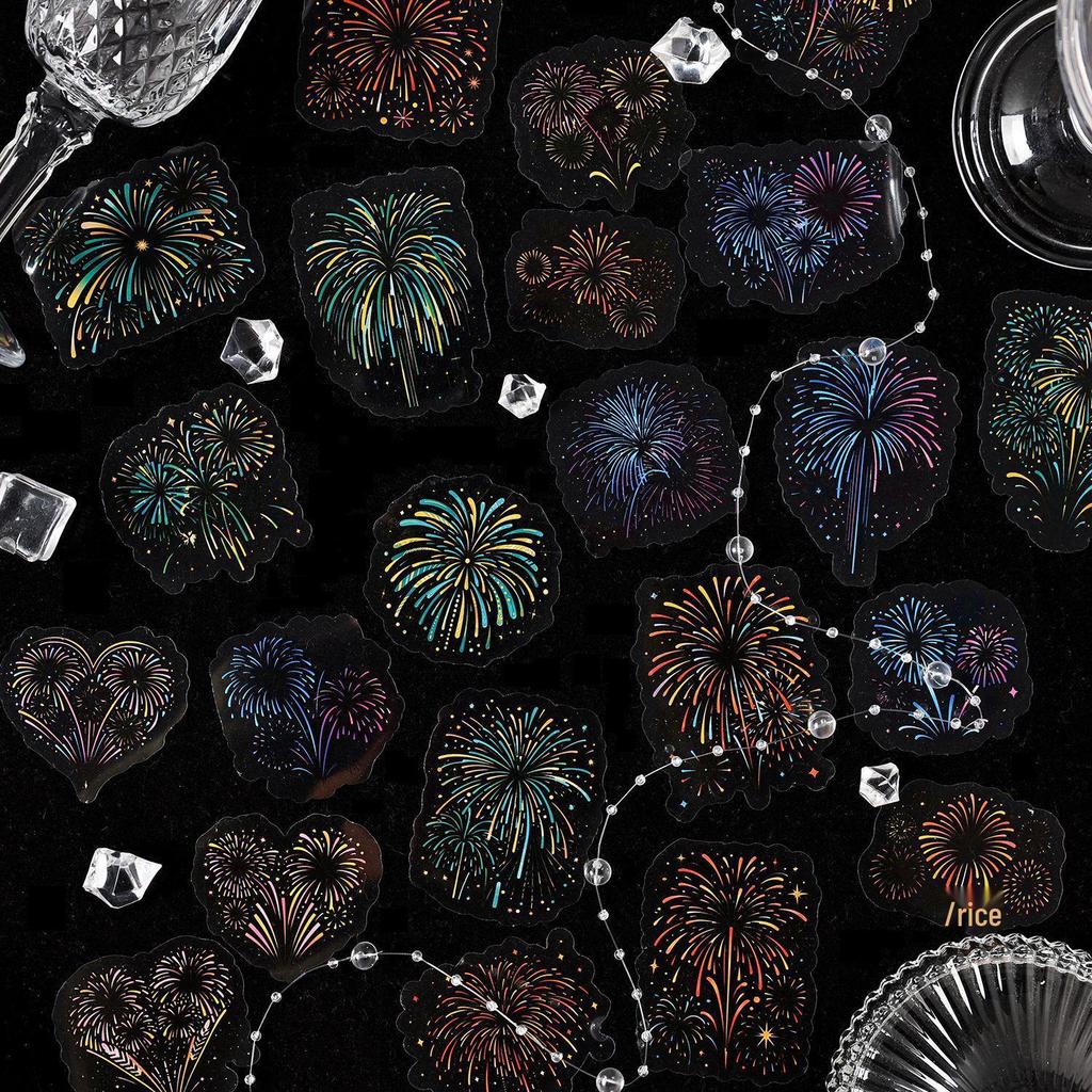 Fireworks Themed Sticker Pack: Dark Shadow Phantom Series – 15 Sheets for Journal Decoration