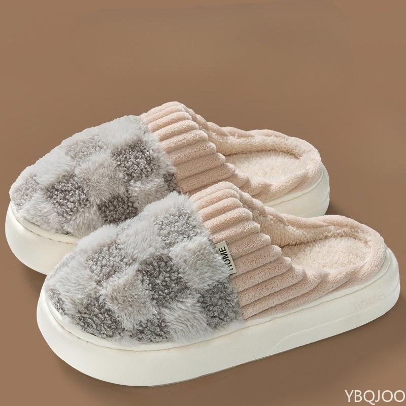 Fashion Cotton Slippers for Women In Winter Suitable for Indoor Use Anti Slip Thick Soled Cute Simple Comfortable Soft  Warm