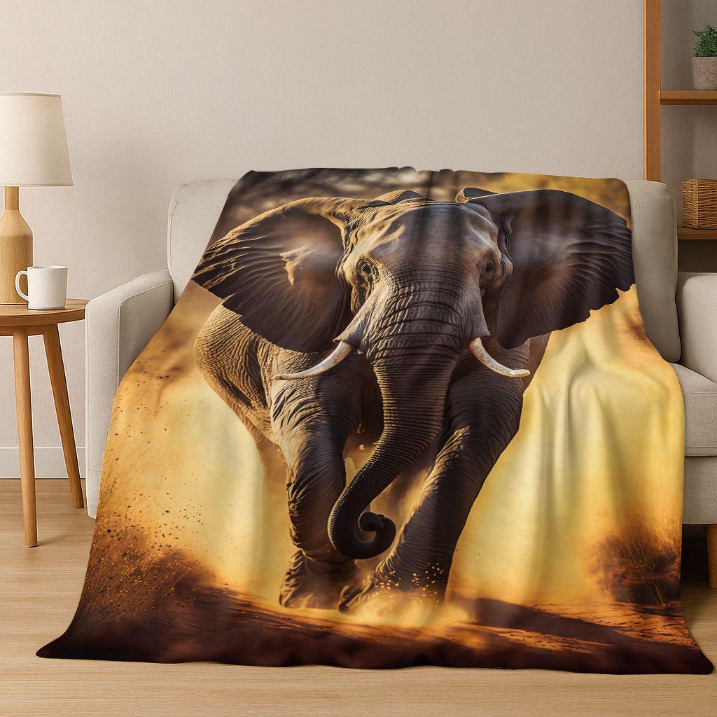 26 Style Wisdom Elephant Cartoon Flannel Blanket,Cozy Soft Throw Blanket for Home Bedroom Bed Sofa Picnic Office Cover Gift Kids