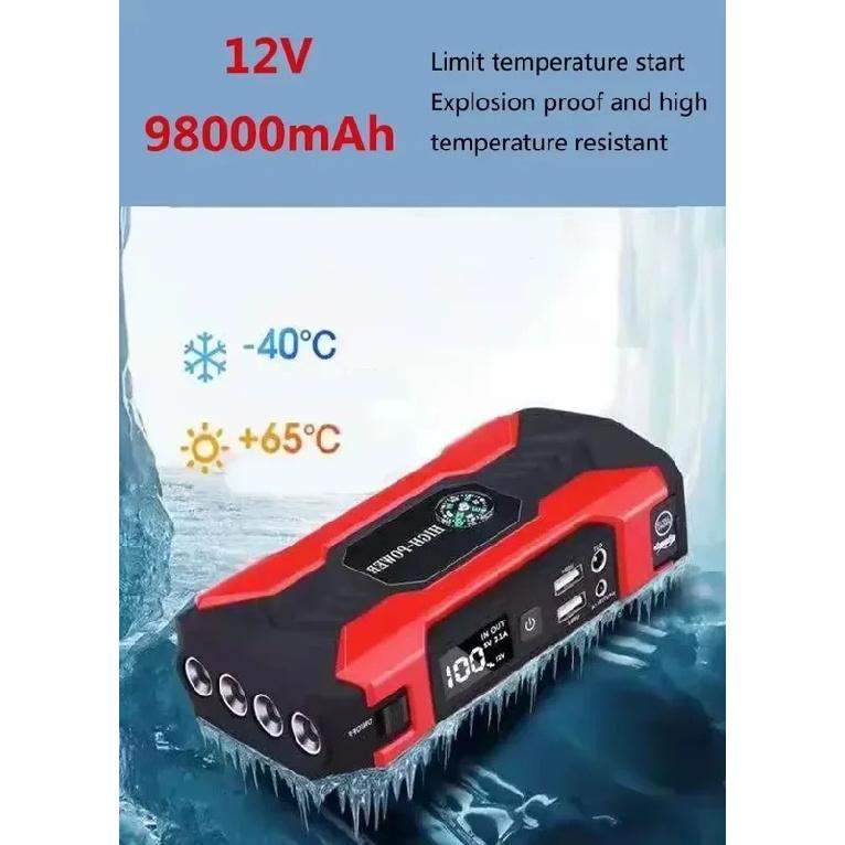 12V 98000mAh Car Jump Starter, Portable Power Bank &Emergency Booster for Vehicles, Auto Buster Charger with Jump Start Function