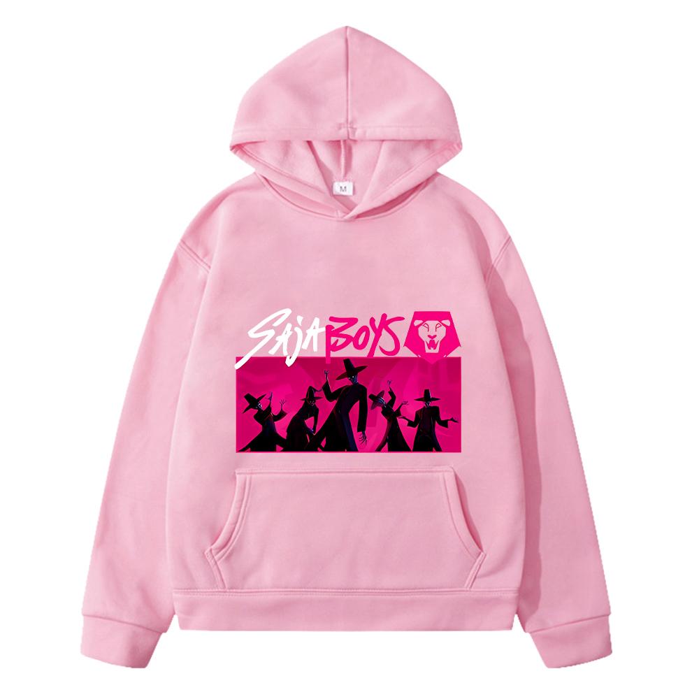 

Saja Boys детская аниме толстовка с капюшоном Флисовая куртка y2k Осень kpop принт охотников на демонов толстовки Мультяшный пуловер одежда для девочек 130 розовый