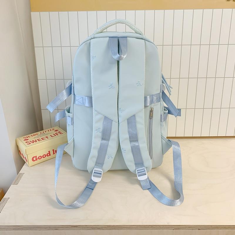 Schoolbag College Style School Bag Women's High Value 1011 New Large Capacity Bow Backpack Junior High School Student Backpack