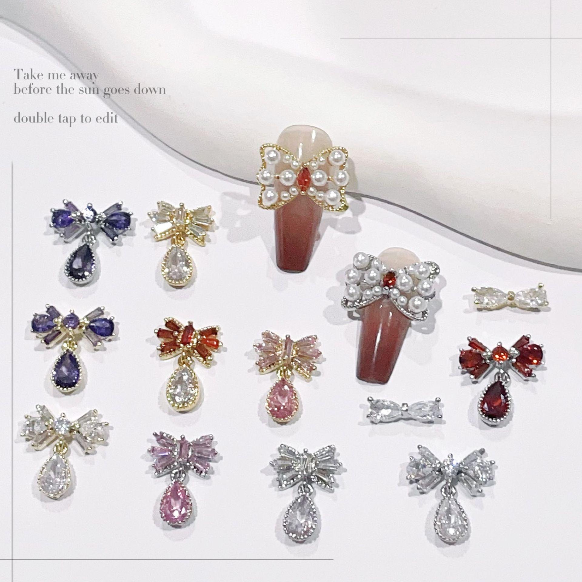 

Princess Rhinestone Bow Nail Art Stickers - Colorful Crystal Pendant Accessories