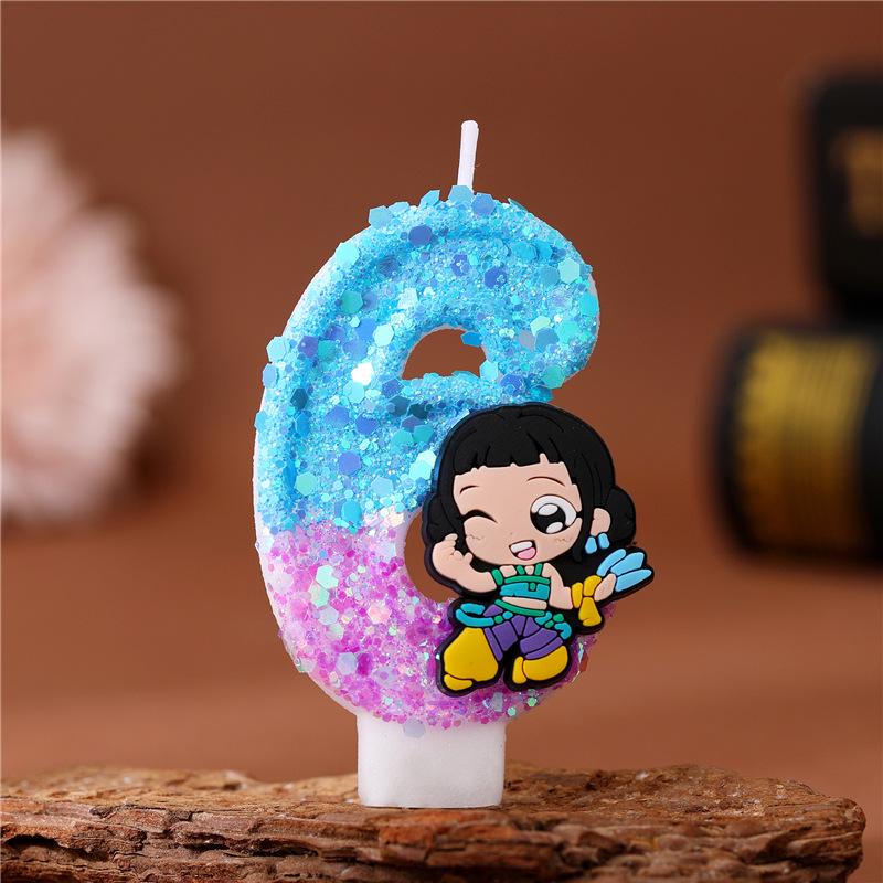 Cartoon Demon Hunter Lumi Birthday Number Candles for Cake Festival Party