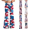 Women's Fashion Loose Drawstring Tight Waist Independence Day Printed Casual Sports Pants Casual Flared Pants
