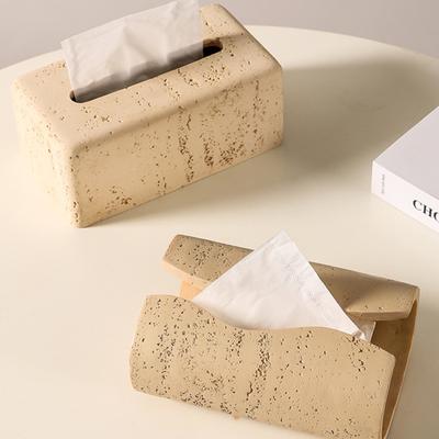 Europäische Taschentuchbox aus Höhlenstein, Keramik, modern, für Wohnzimmer, Schlafzimmer, Schreibtisch, Servietten-Organizer, kreative Wohnkultur, Mode-Ornament