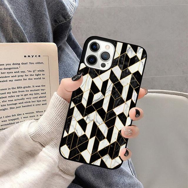 Marmor Geometrisches Handyhülle Für iPhone 17 Air Plus Max 15 14 13 12 Pro Max Hülle Schale