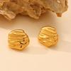 Qiong Yao Niche Irregular Hammered 18K Gold-Plated Pleated Earrings - Fashionable Stainless Steel Design