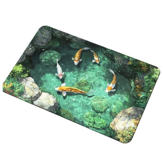 3D Optical Illusion Fish Area Rug Realistic Ground Crack Floor Carpet Non Slip Indoor Doormat for Living Room Bedroom Entryway Bath