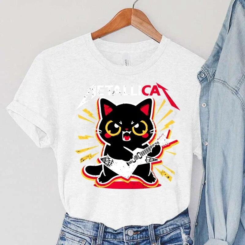 

Женские футболки METALLICAT с круглым вырезом Футболки унисекс с рисунком Гитара WoОдежда унисекс Животные Кошка Топы Harajuku FeВинтажные футболки унисекс 4XL