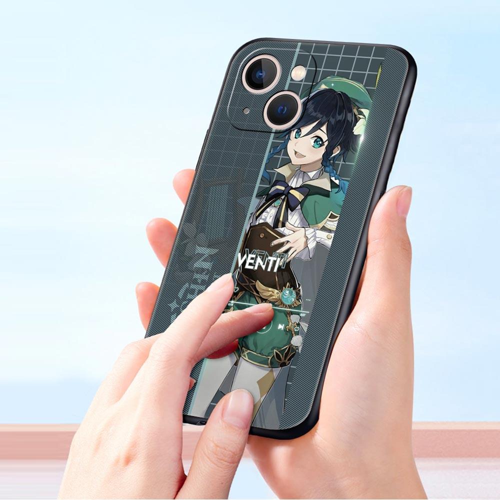 Genshin Impact Game Role For iPhone 11 12 13 15 14 Pro Max Phone Case X XR XS 7 8 Plus SE 2020 Luxury Black Soft Cover Funda