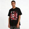 Love Heart Print Casual Loose Fit Crewneck Top For Couples Pure cotton T-shirt