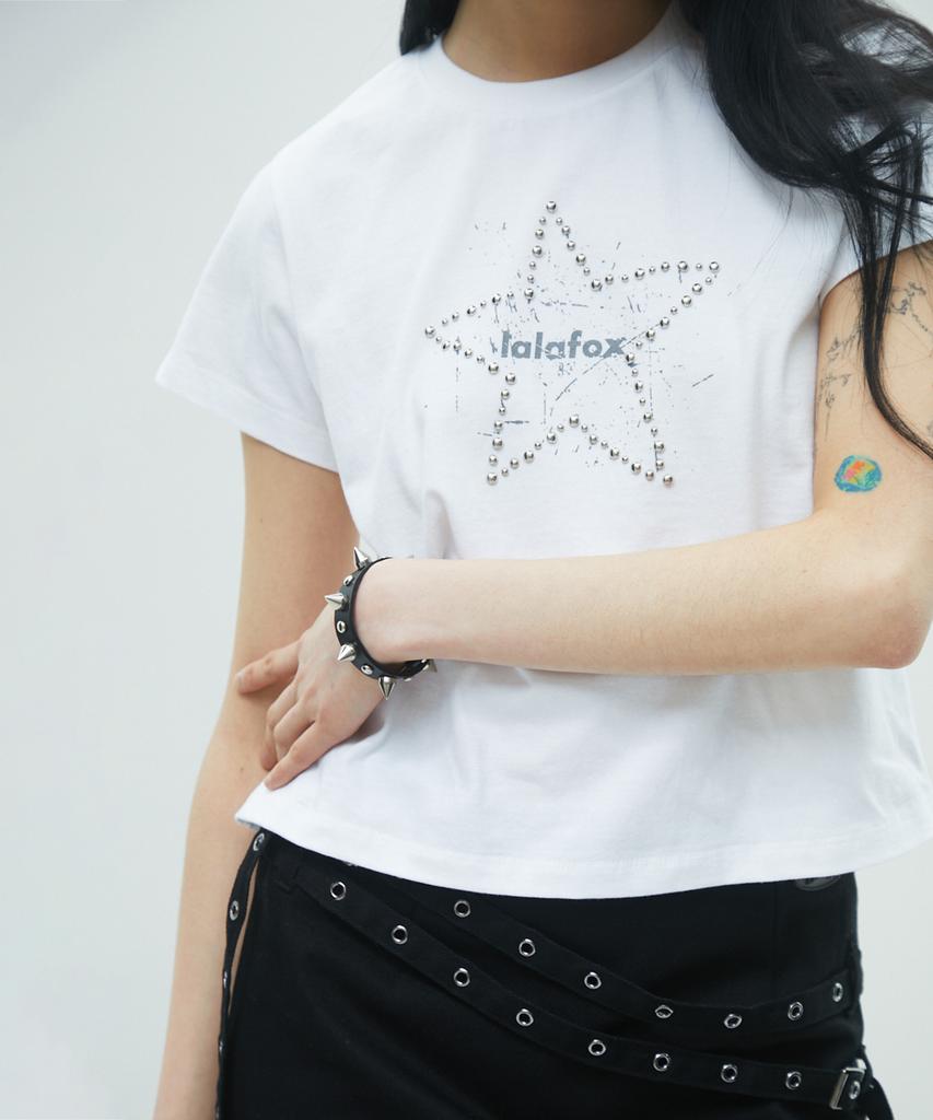LALAFOX Lala Star Hotfix T-Shirt White White Br2Ch028
