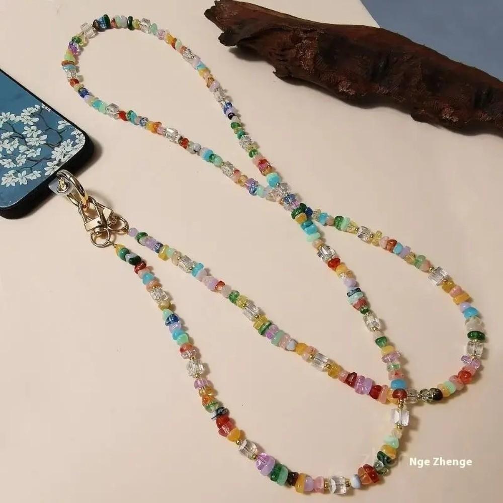 Adjustable Crossbody Lanyard Strap Gravel Bead Anti-Theft Lanyard Durable Mobile Phone Lanyard