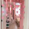Girls' Pink Heart Shaped Door Curtain Decor Tassel Curtain Divider String Girl Room Partiton Sweet Hanging Beaded Window Valance