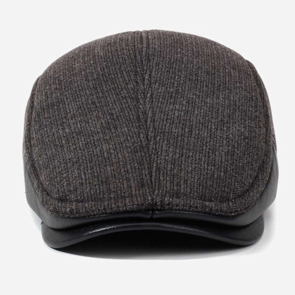 HT4843 Thick Warm Men Winter Hat Earflap Cap Retro Wool Beret Hat Dad Father Ivy Flat Cap Grandfather Male Adjustable Beret Cap