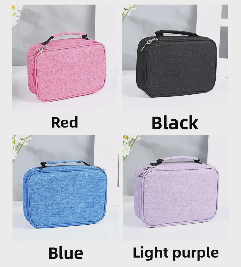 Macaron Colorblock Large Capacity Art Student Pencil Case - Double Layer Oxford Cloth Paintbrush Storage Bag