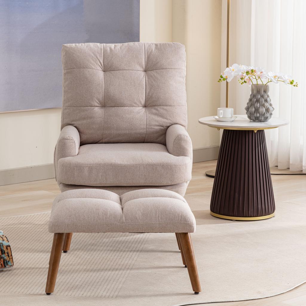 Lounge Chair with Footrest, Backrest Adjustable In 5 Stages, Reclinable, Chair with Side Tray