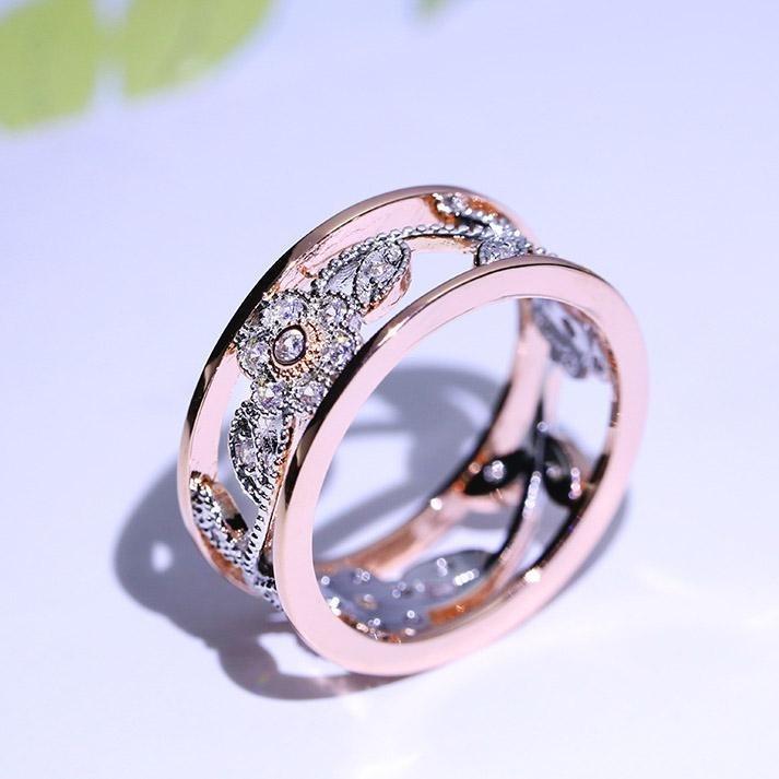 Exquisite Women Classics Fashion Flower Plating Zircon Wedding Ring With Timeless Appeal