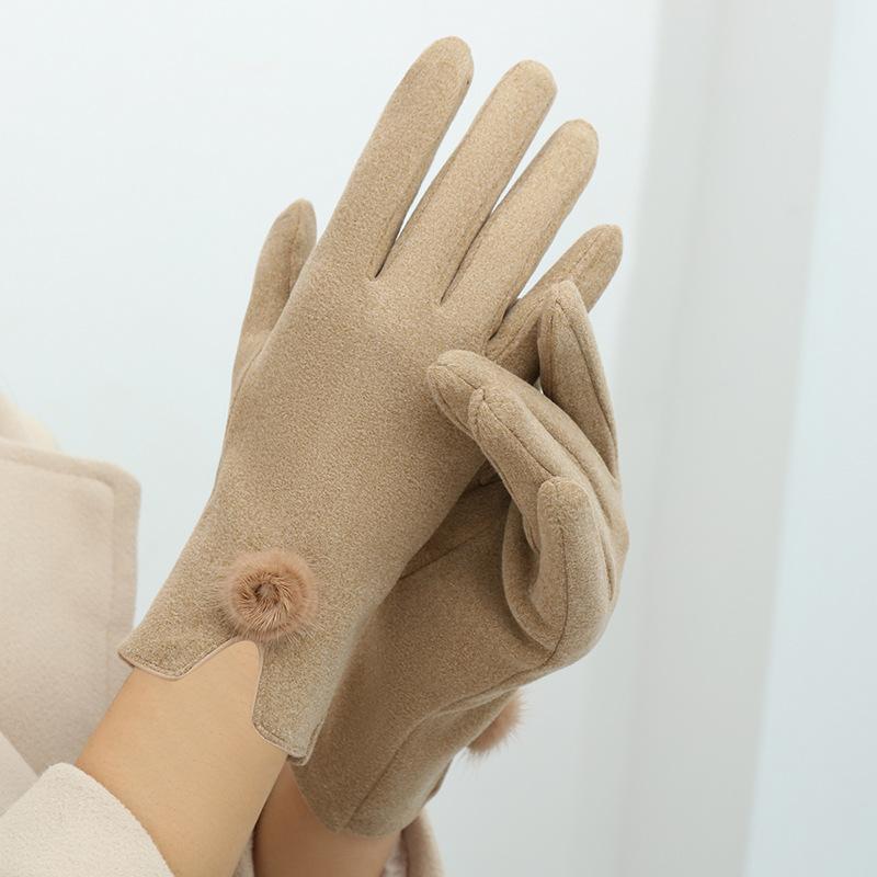 Winter Mink Imitation Solid Color Gloves