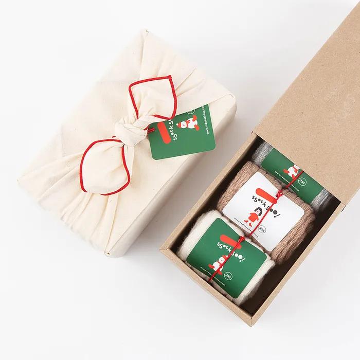 [Bojagi Gift Set] 3 Pairs of Cable Knit Wool Socks rssw041