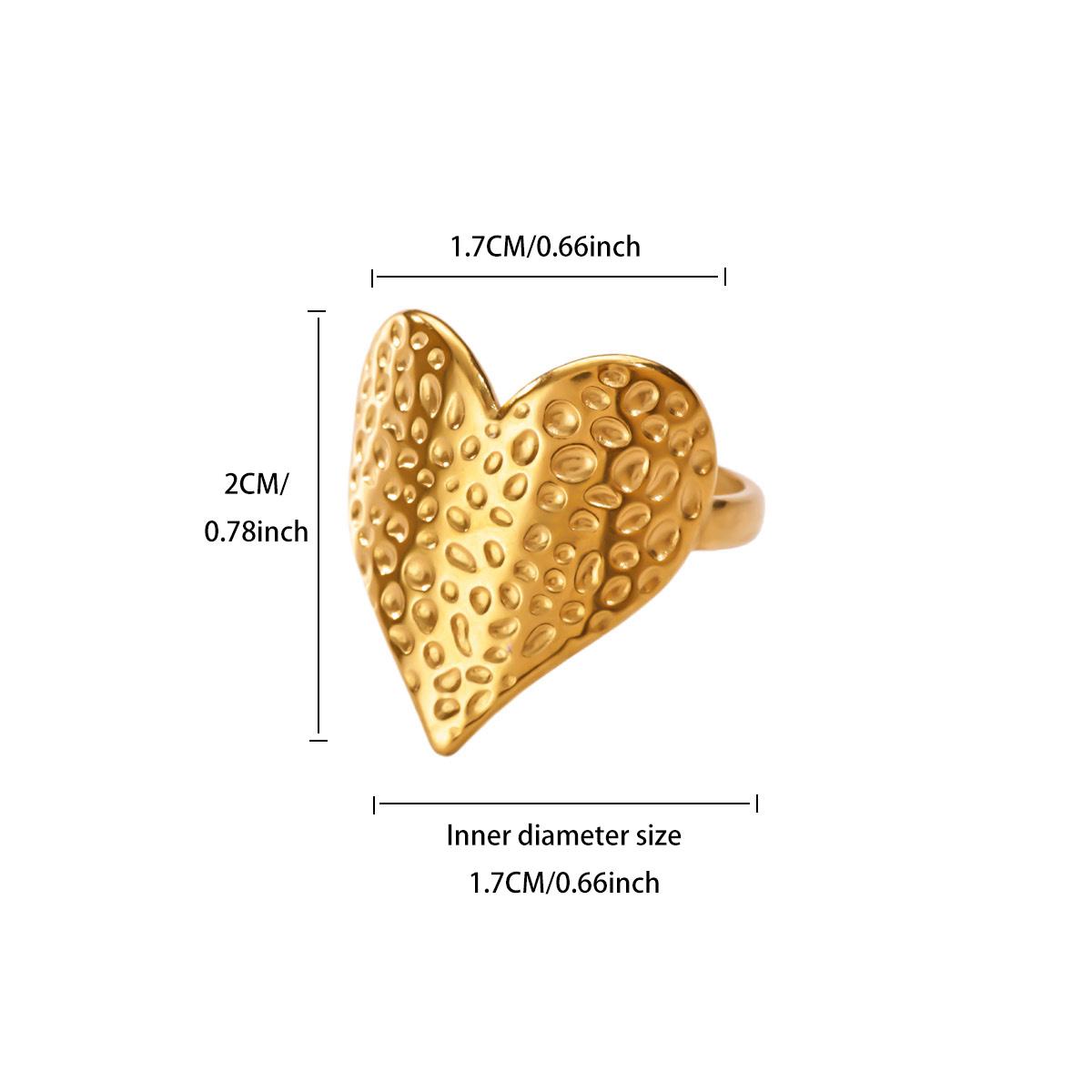 

Vintage Luxury Punk Heart Rings For Women Stainless Steel Gold Color Open Finger Ring New Fashion Wedding Couple Jewelry
