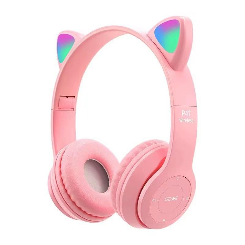 Hot Sale P47M Cat Ear Gaming Bluetooth Headset with Colorful Lights